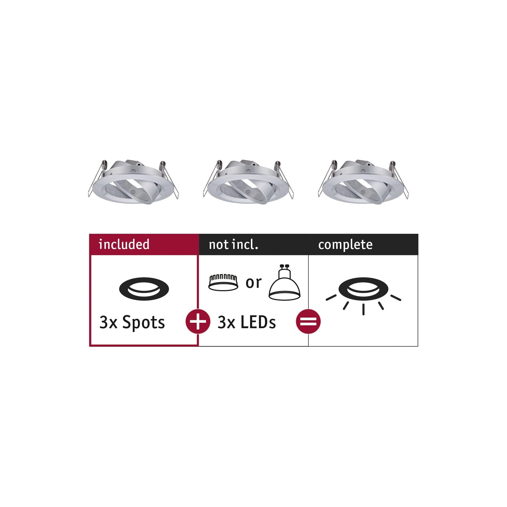 Paulmann 92490 Choose recessed luminaire spot swivelling max. 3x10 watt recessed Ceiling Spotlight Turned Aluminium recessed lamp Aluminium - Image 4