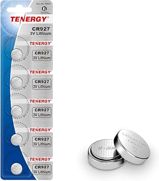Tenergy CR927 3V Lithium Button Cell Battery, for Watches, Temperature Sensors, Smart Water Bottles, Remote Controllers, 5 Count