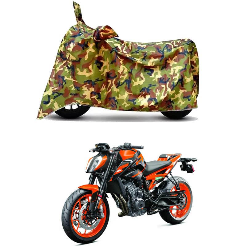 Image of Waterproof 100% PVC Coated Full Bike Scooty Two Wheeler Body Cover Compatible for KTM 890 Duke STD /UV-Rays /Heat Protection /Birds Dropping /Scratchproof /Dust Proof [6X6 Jungle Print]