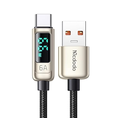 mcdodo Cable USB A a USB C tipo C cargador de carga rápida 6A con pantalla LED tipo C cable de carga rápida de nailon trenzado USB-C para Samsung