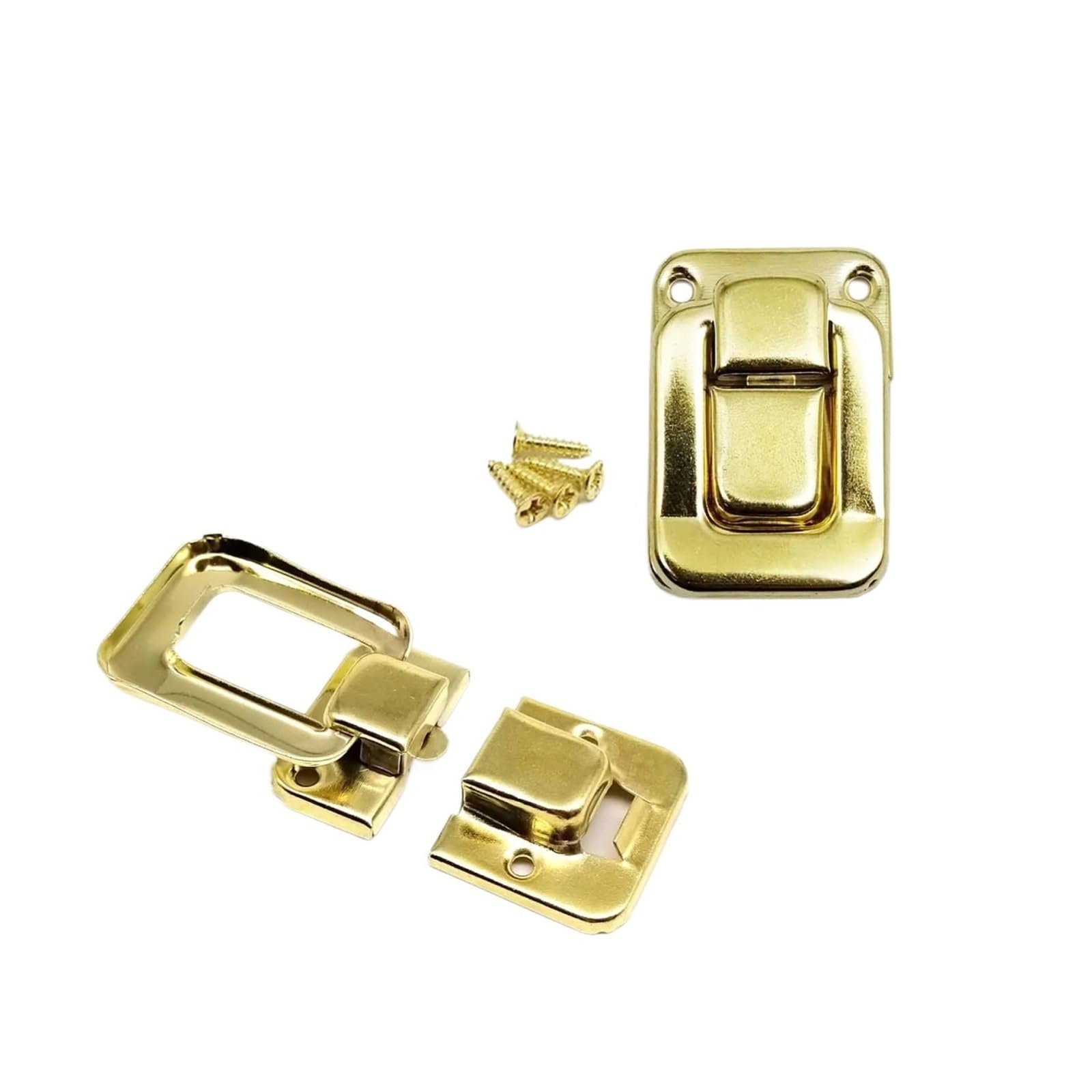 8pcs Antique Brass Silver Golden Decor Jewelry Chest Case Leather Bag Suitcase Hasp Latch Toggle Lock Clasp Closure for Boxes v(Golden)
