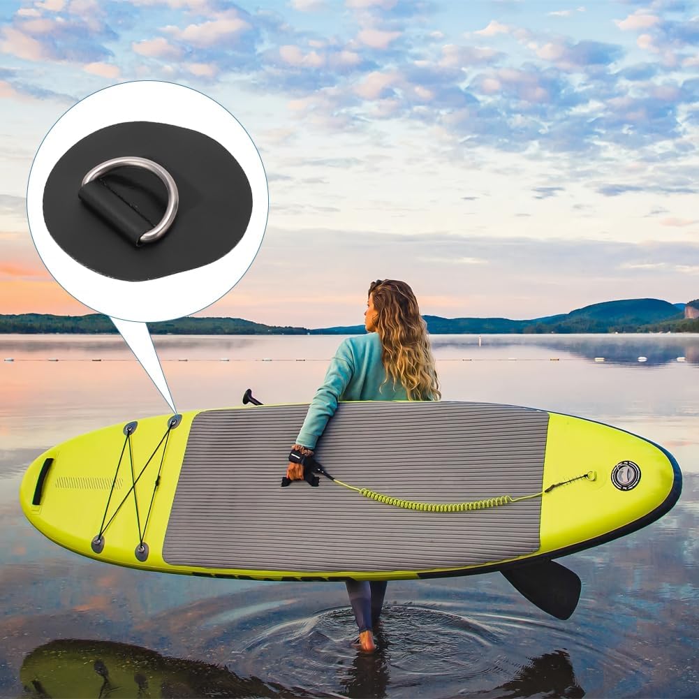 D Ring Patch, Stainless Steel Single Layer PVC Pad Deck Hoops Rafting Circular Sticker Handles Waterproof Accessories for Inflatable Boat Raft Dinghy Kayak Surfboard Canoe Stand Up Paddle Board