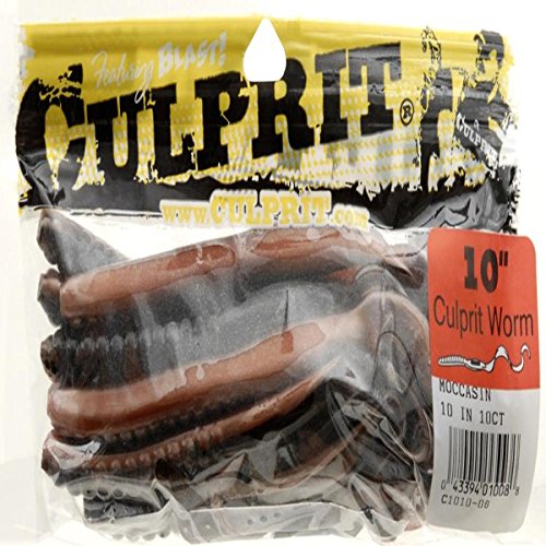 Culprit C1010-08 Original Worm 10-Inch, 10-Pack, Mocassin Shad #TOP9