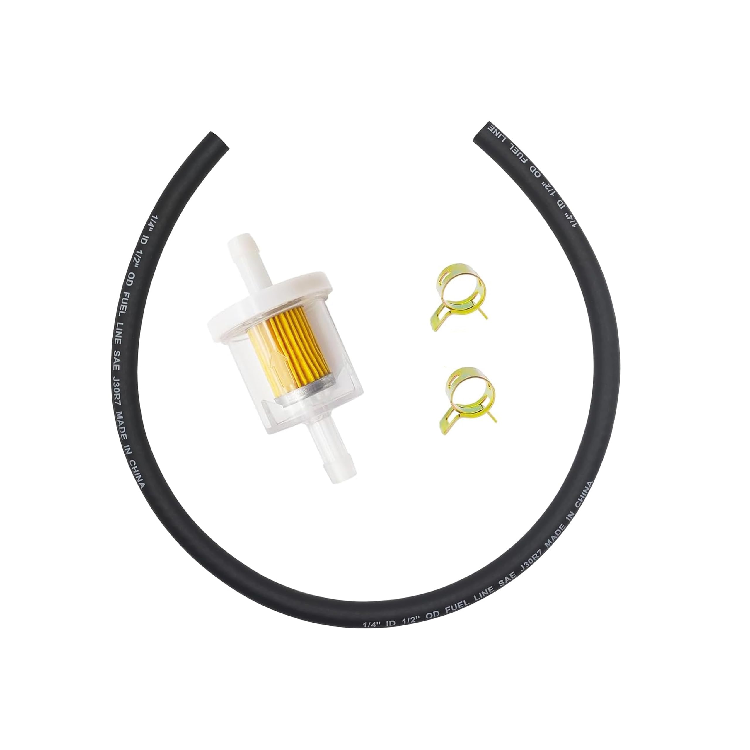5414K Fuel Line Hose + Inline Fuel Filter + 2 Clamps Compatible with Bri-ggs & Stra-tton 283207 791850 95162S 691035 698183 Lawn Mower Small Engines (