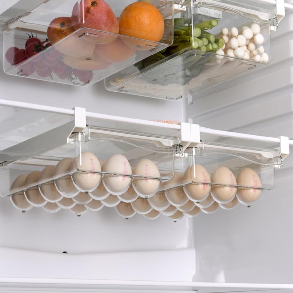 PRETYZOOM Fridge Egg Organizer Egg Storage Box Holder Refrigerator Organizer Crisper Kitchen Container
