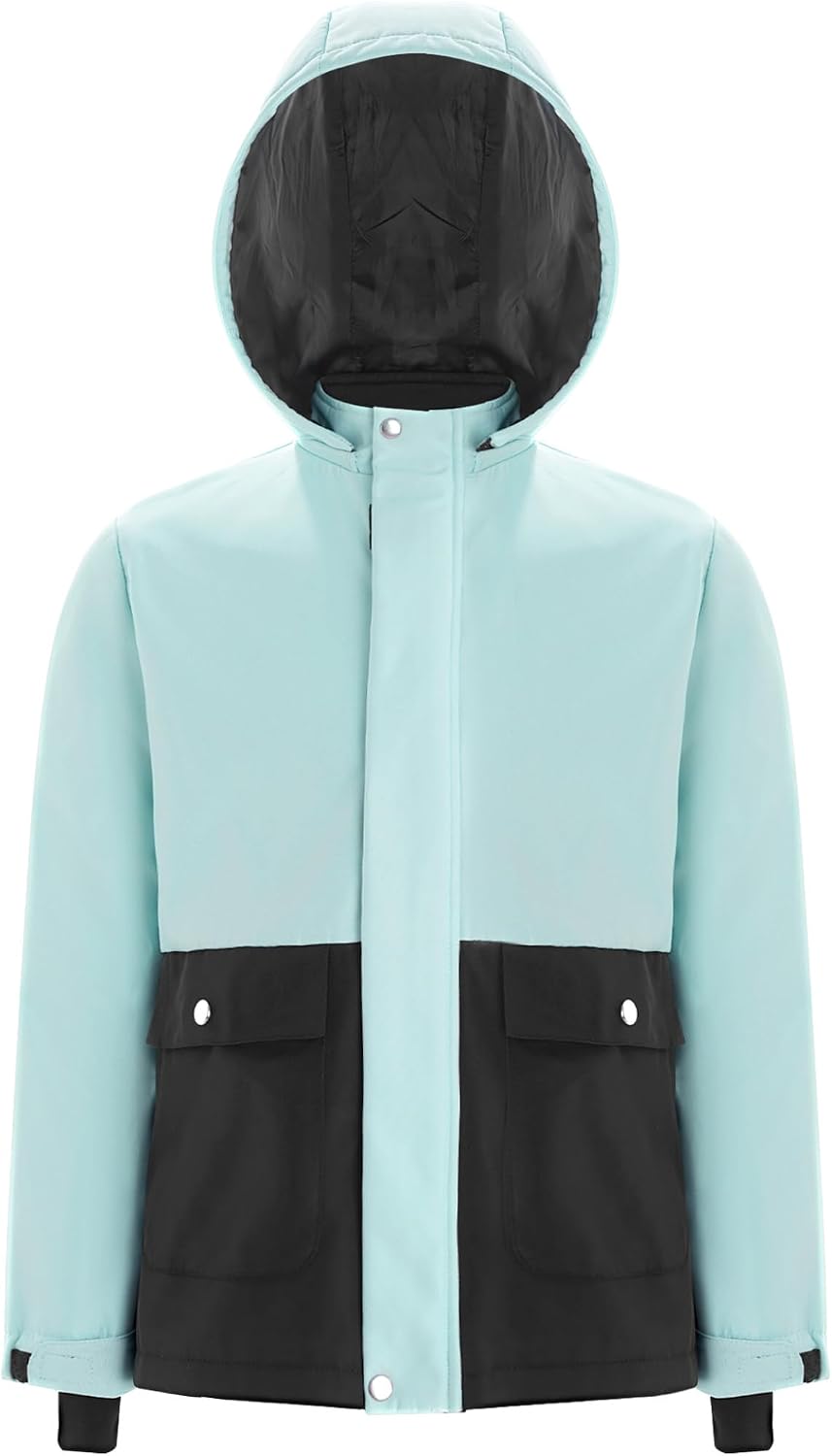 Yhong Girls Boys Waterproof Ski Jacket Winter Thermal Snow Coat Windproof Fleece Snowboarding Outdoor Hooded tops
