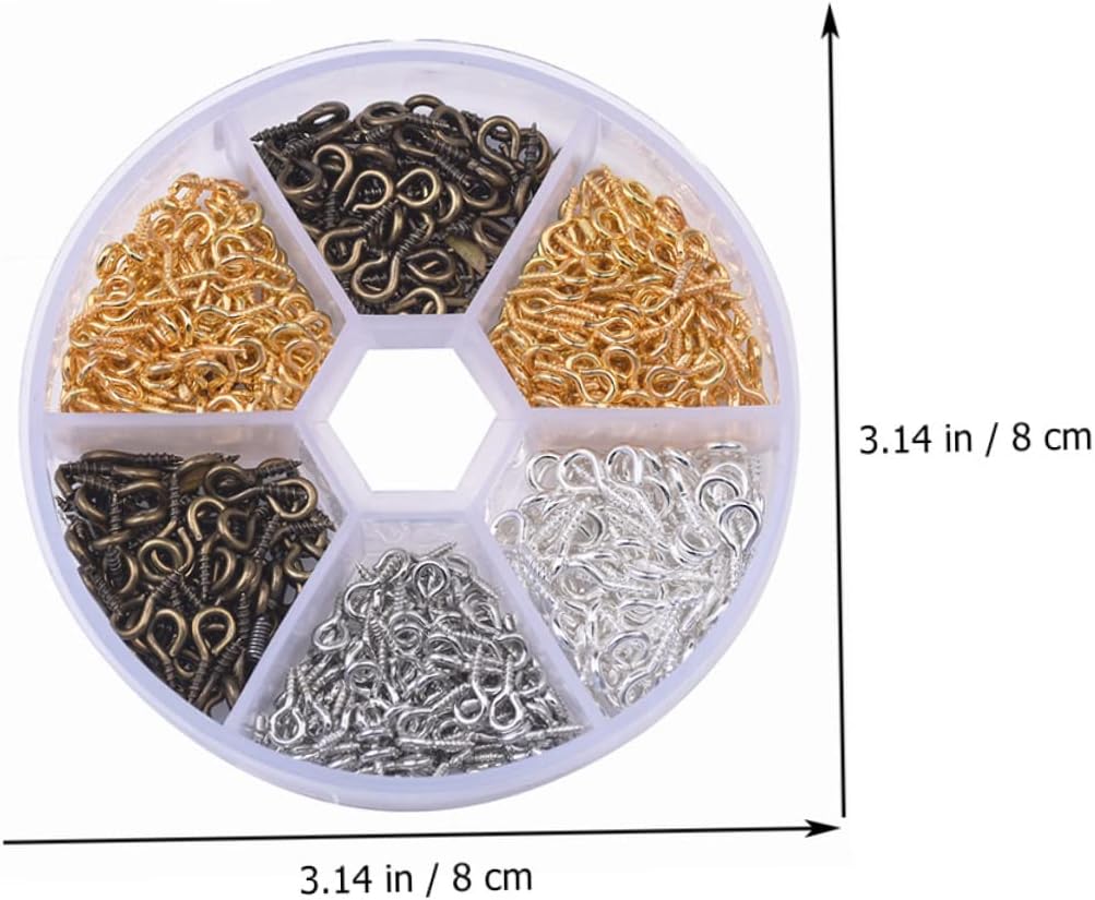 Homoyoyo 600pcs Threaded Clasp for Jewelry Making Screw Hooks for Crafting Necklaces Earrings Bracelets Findings for Ornaments and Pendants