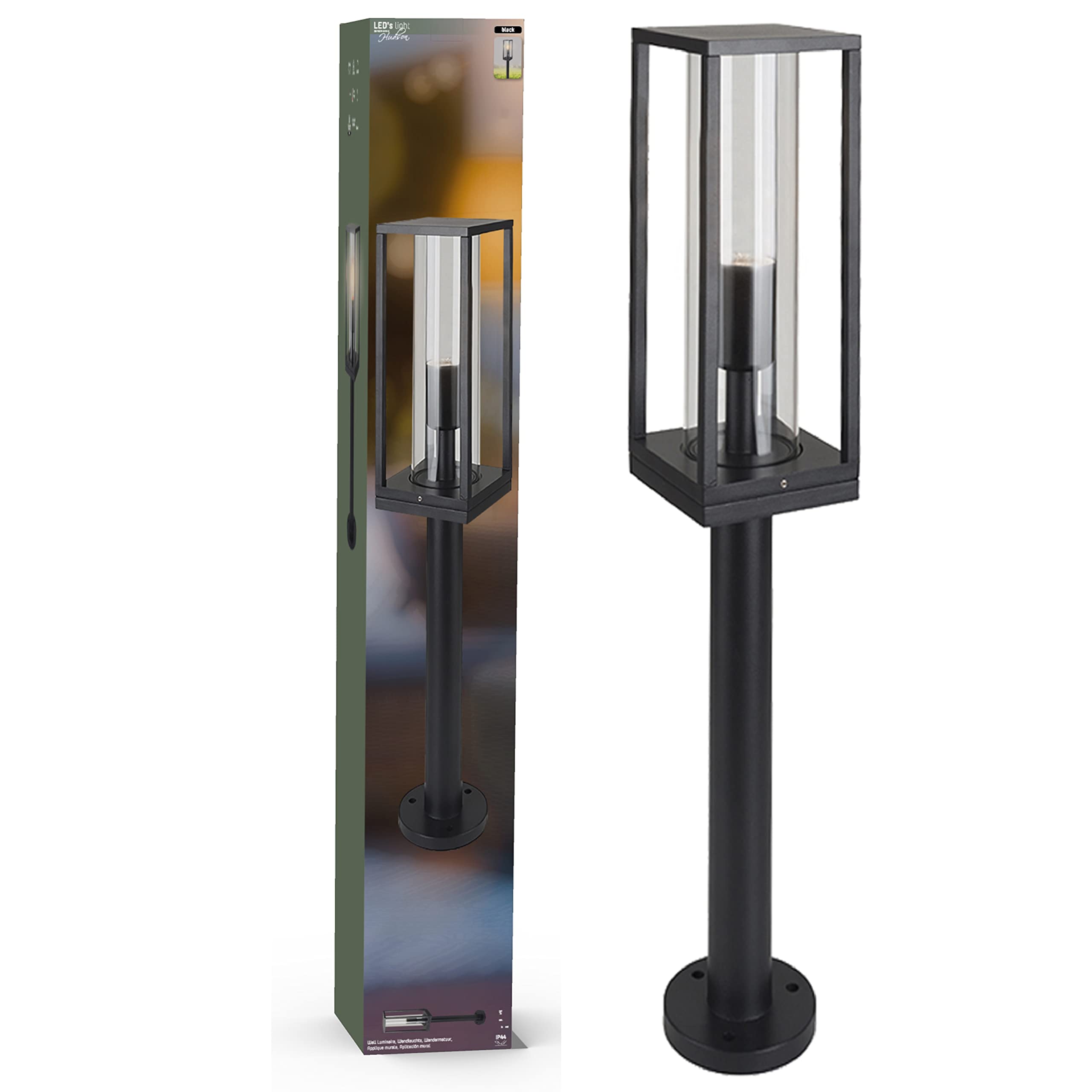 Proventa GlassTube Gehwegleuchte E27 1-flammig IP44 schwarz