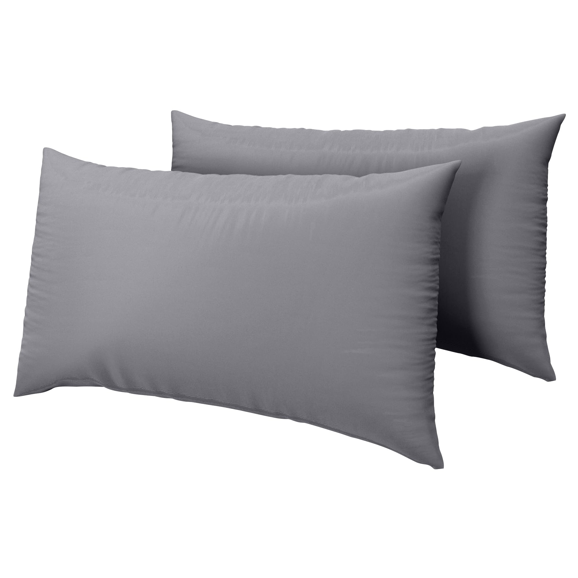 HOME ACE Grey Easy Iron Percale Standard Pillowcases 2 Pack, 100% Poly Cotton Housewife Pillow Cases 50 x 75CM Pack of 2