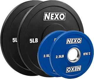 NEXO 15LB Bumper Plate Set - Olympic 2 inch Center 2x 5LB & 2x 2.5LB Change Plates - Premium Rubber Cross Training Weights