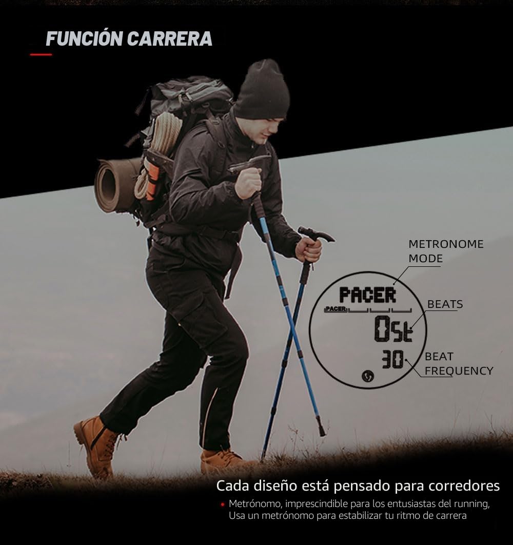 NORTH EDGE ALPS Reloj Digital Hombre Sin App con Podómetro y Brújula, 50 m | Colección ALPS: sin app, podómetro y brújula