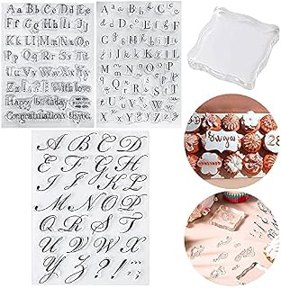 Letter Alphabet Cake Stamp Tool Biscuit Stamp Moulds Fondant Cake Cookie Stamp Molds Uppercase Lowercase Letter Shape Mold Set Biscuit with Stamp Coaster for DIY Cake Home Party Decor Supplies (3PCS)