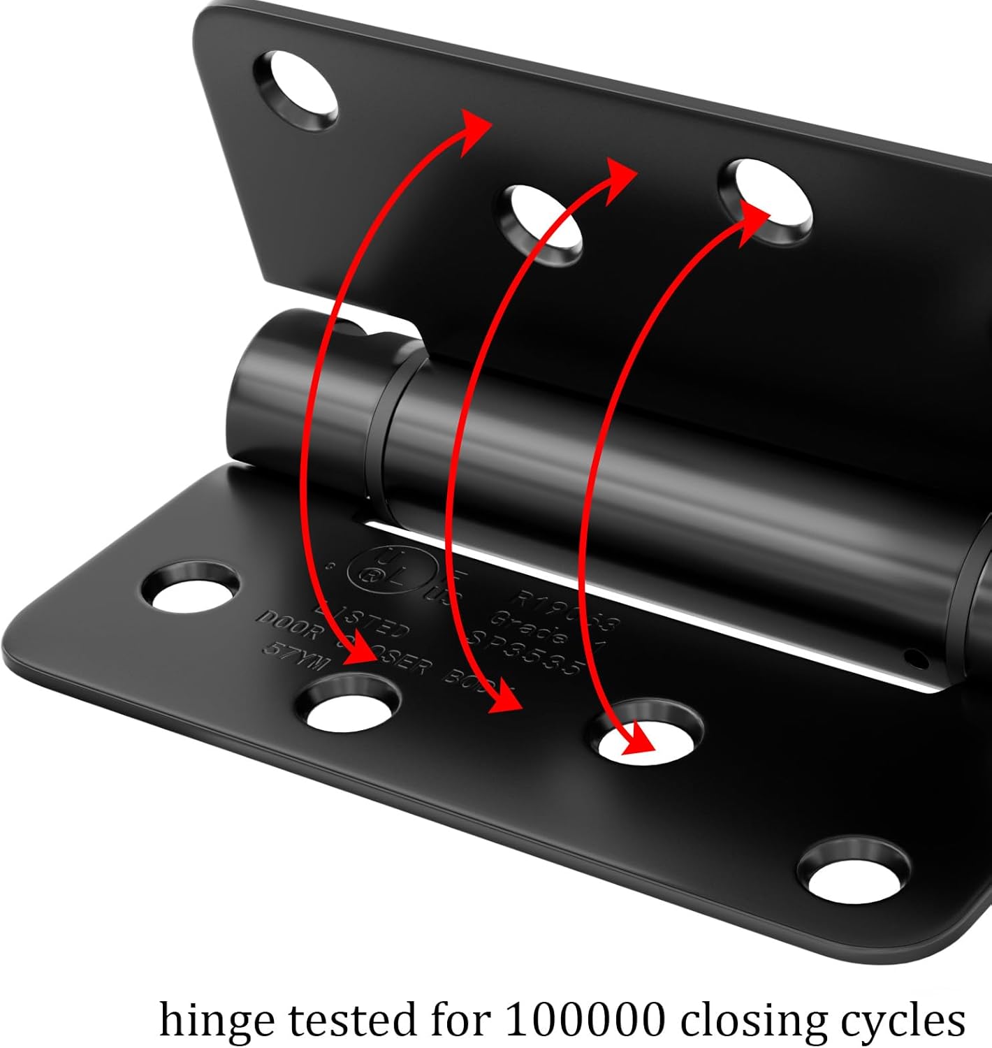 Haidms Self Closing Door Hinges 4 Inch Matte Black Spring Hinge with 1/4" Radius Corner 3 Pack Spring Loaded Hinges for Exterior Interior Doors