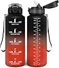 Motswedi Drinking Bottle 1500 ml Leak-Proof BPA-Free Motivational with Time Marking Drinking Bottle with Straw Black & Red