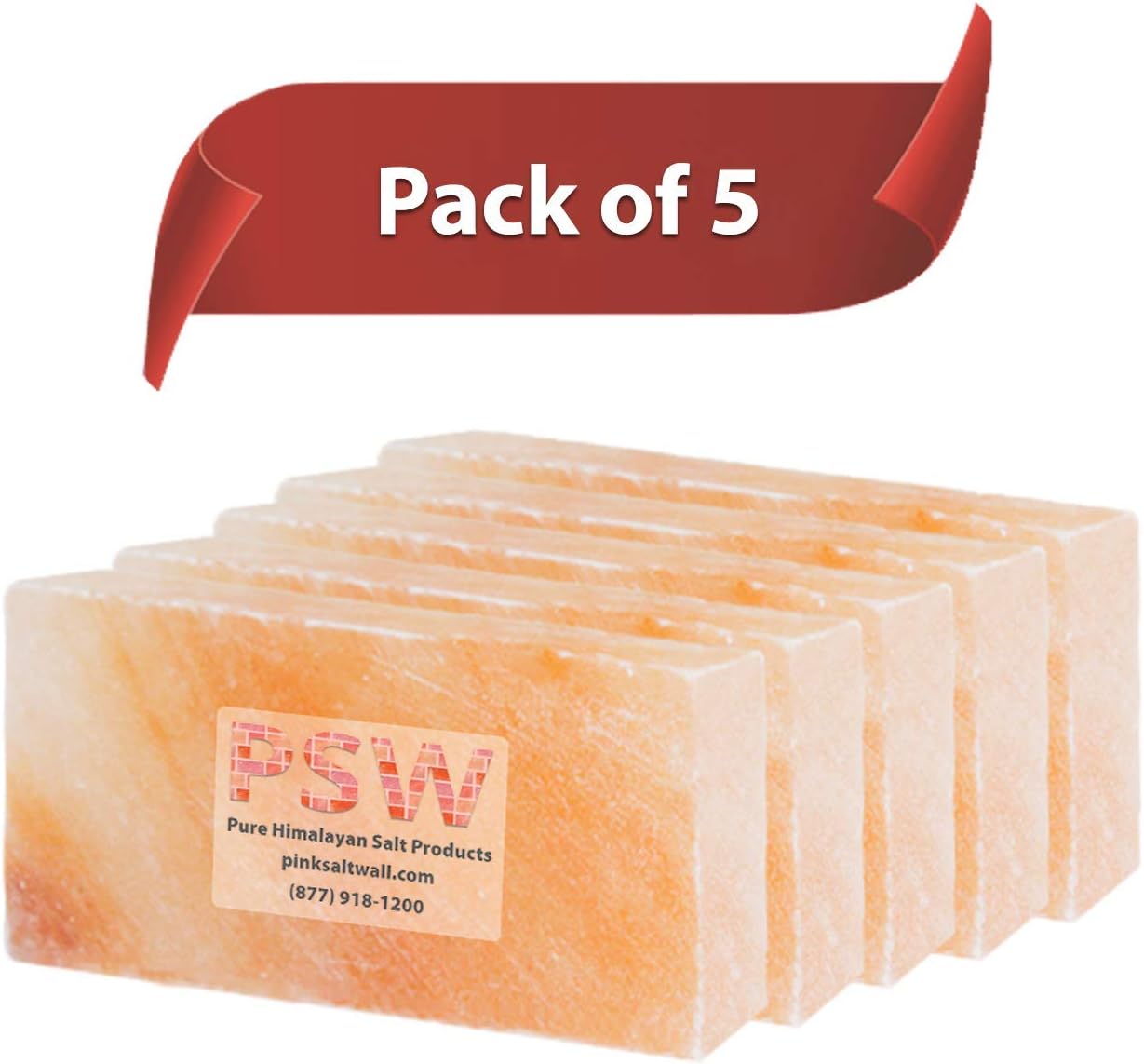 100% Pure Himalayan Salt Bricks Pack Of 5 Salt Bricks (8x4x2) Crystal Rock Salt Cooking Slab Tiles Walls