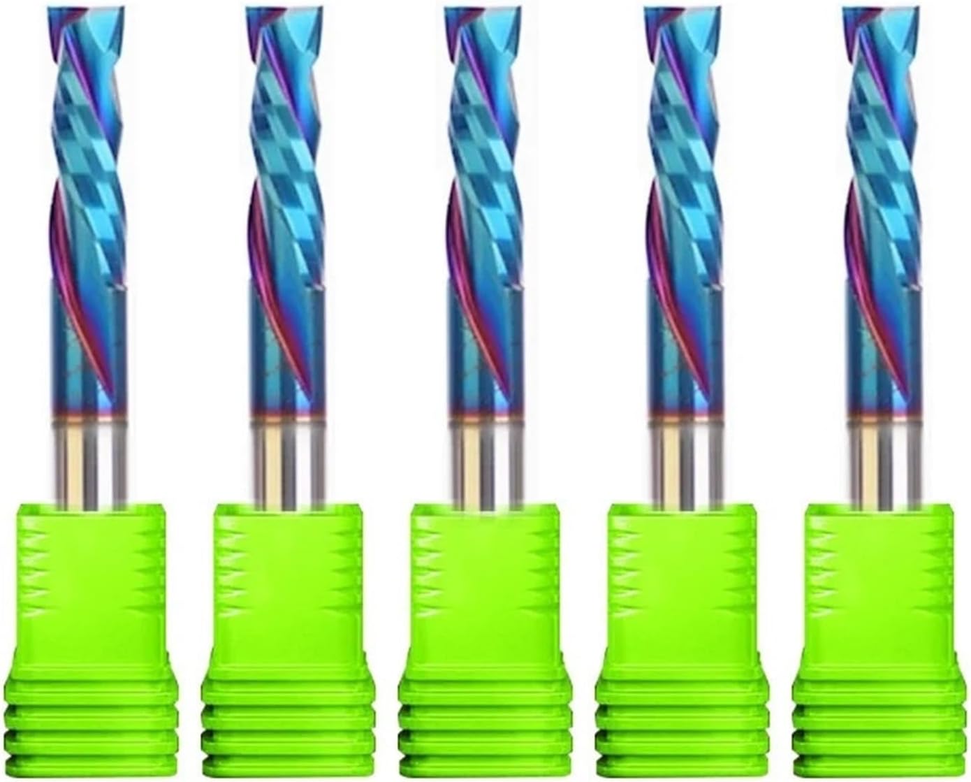 10pcs 3.175mm 4mm 6mm Shank Spiral Router Bits Up and Down Cut CNC Router Bits 2 Flutes Blue Nano Coating Carbide Mill Tool Cutters Compression Wood End Mill(10Pcs 3.175x17mm)