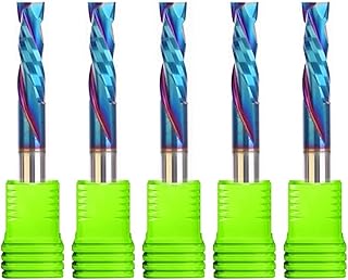 10 brocas de enrutador en espiral de vástago de 3,175 mm, 4 mm, 6 mm, brocas de enrutador CNC de corte hacia arriba y hacia abajo, 2 flautas, fresa de carburo con nanorecubrimiento azul, cortadores de