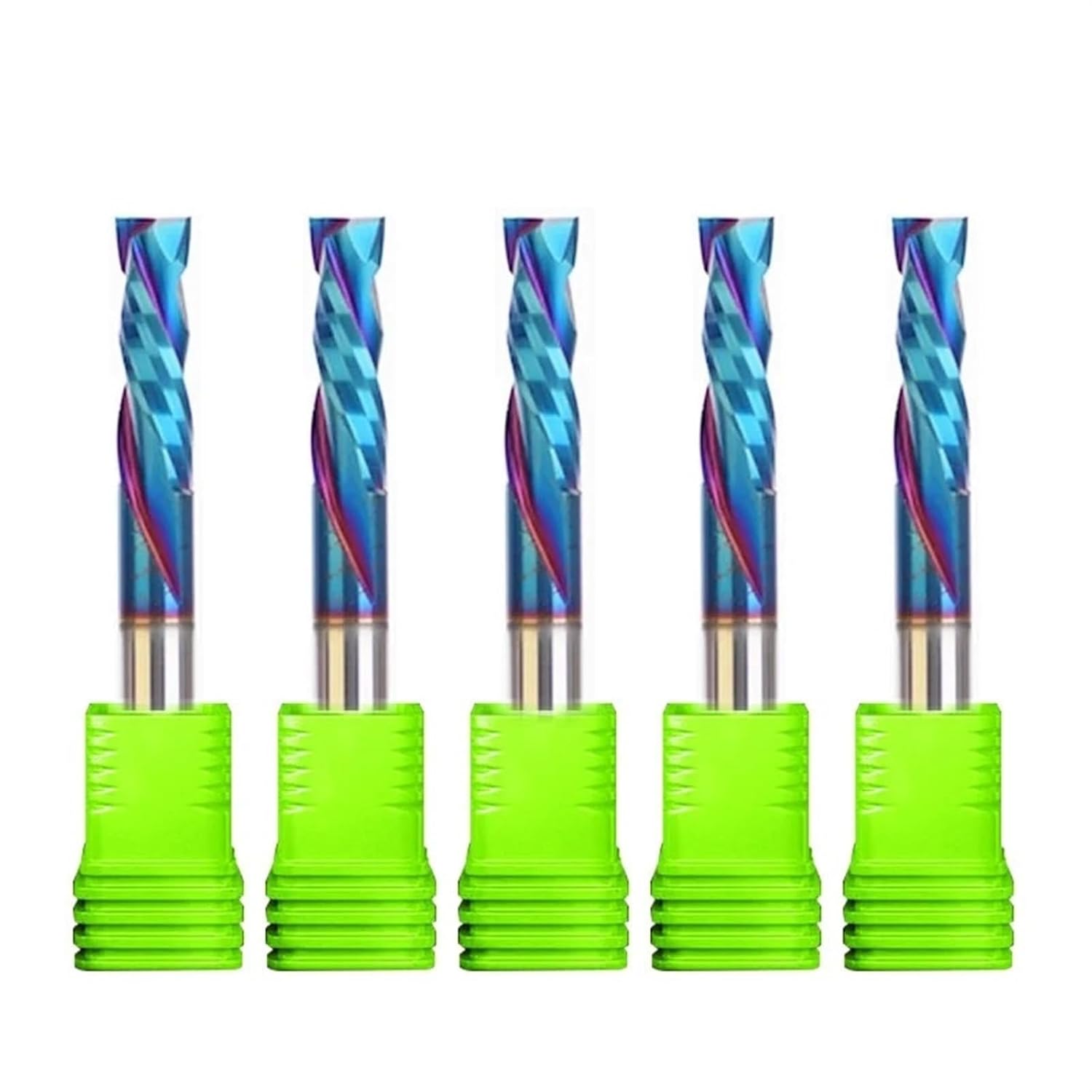 10pcs 3.175mm 4mm 6mm Shank Spiral Router Bits Up and Down Cut CNC Router Bits 2 Flutes Blue Nano Coating Carbide Mill Tool Cutters Compression Wood End Mill(10Pcs 3.175x22mm)