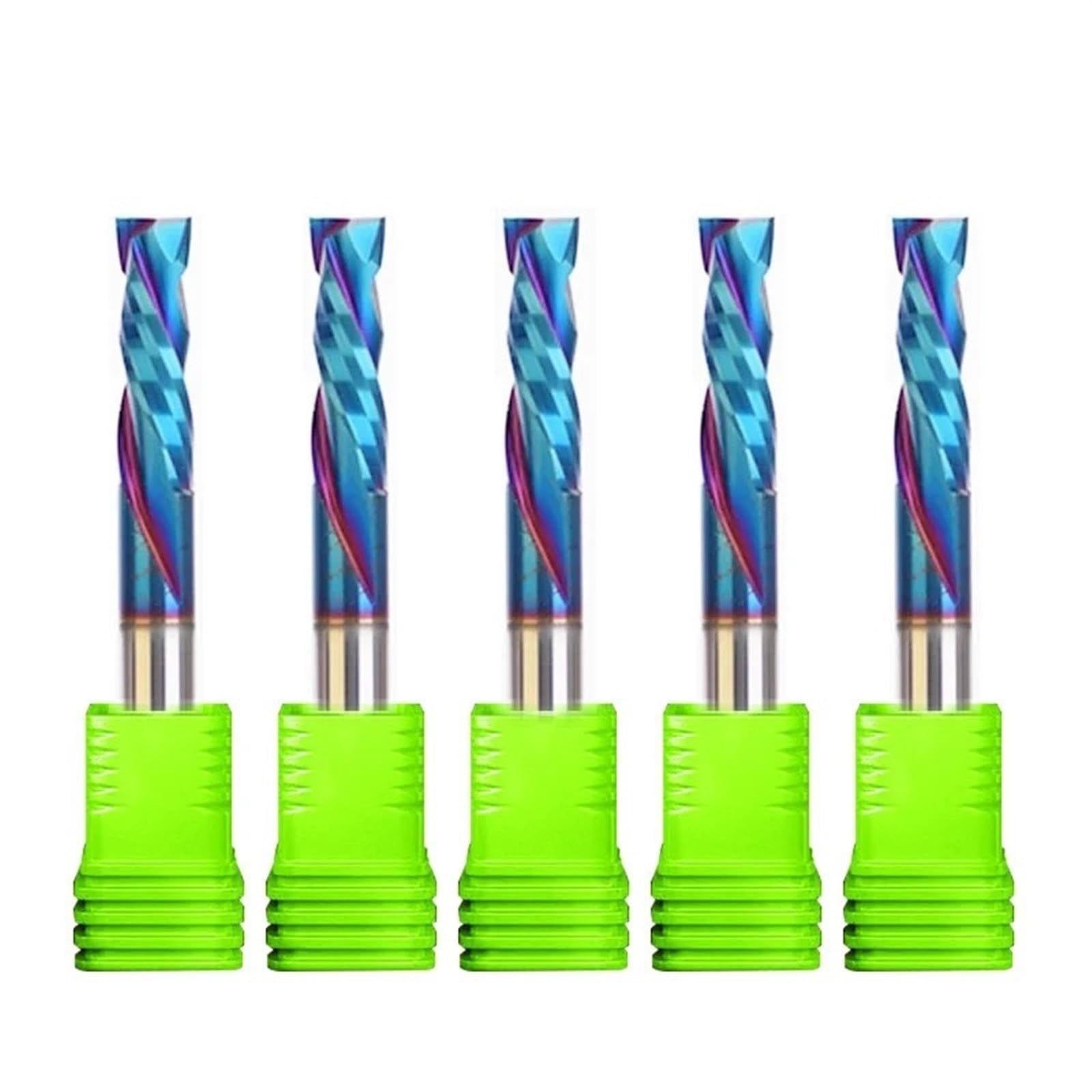 10 Brocas espirales for fresadora CNC de 3,175 mm, 4 mm y 6 mm con Corte Vertical y 2 Flautas, con Recubrimiento Nano Azul, de carburo, for Fresa de compresión de Madera.(10Pcs 4x17mm)