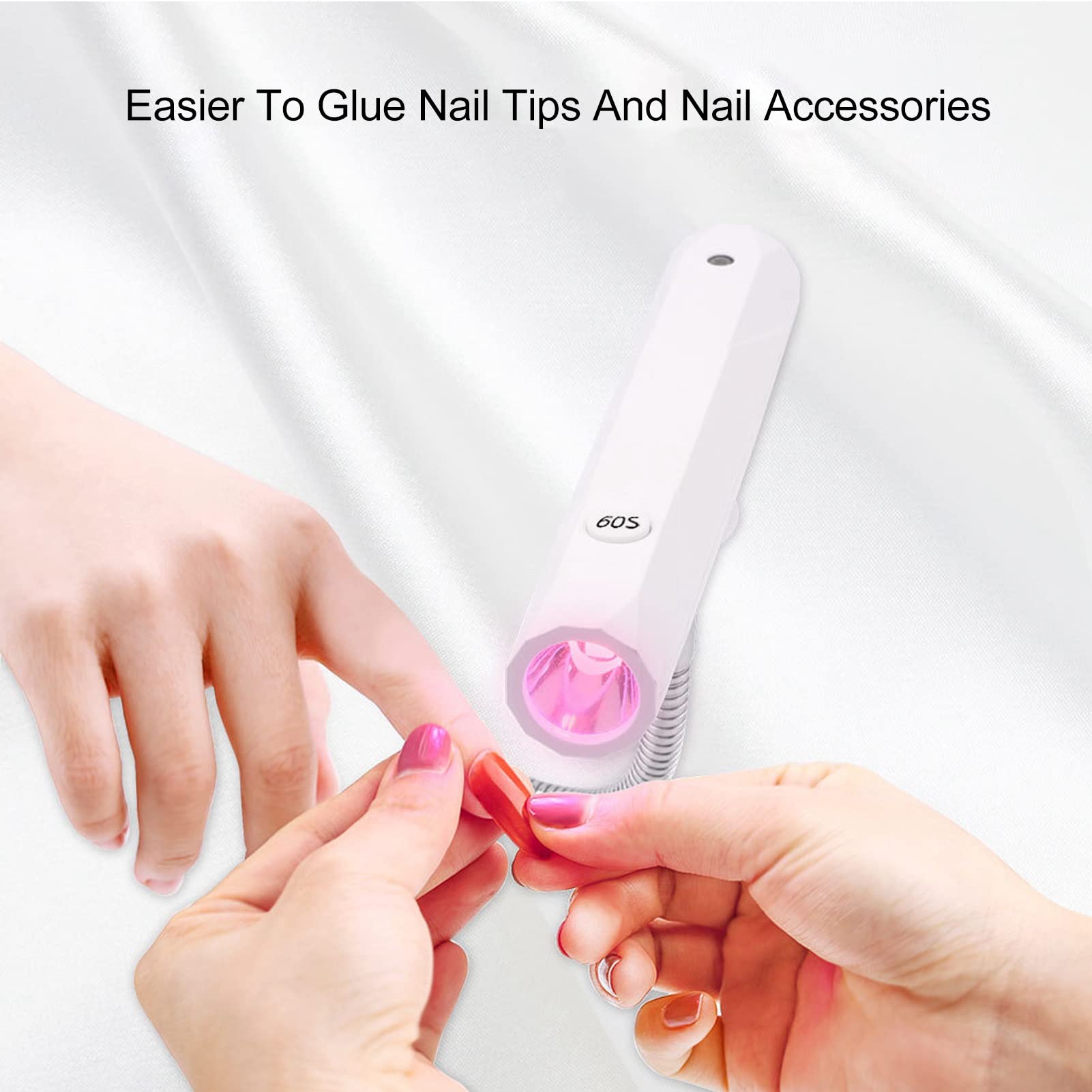 LED Nail Lamp, Gooseneck Nail Lamp Portable Nail Art Light 2500mAh Rechargeable LED Desktop Professional Nail Light for Gel Nail Home DIY for Manicure (White)