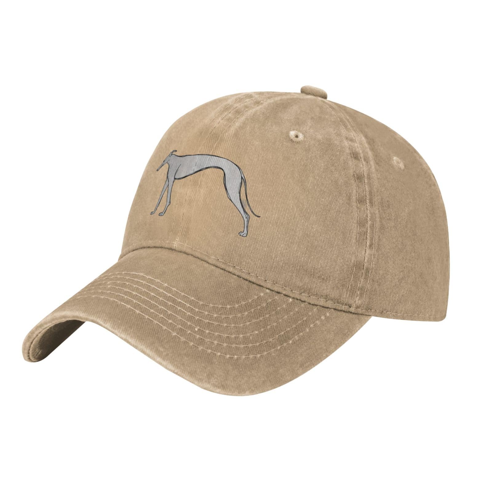 YYHHAOFA Black Scribbled Greyhound Prints Washed Cowboy Baseball Cap for Adults - Stylish and Breathable Hat