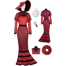 Womens Rosie Costume Dress Cosplay Suit Anime Hotel Halloween Party Outfit Uniform Red Dress Hat Full Set