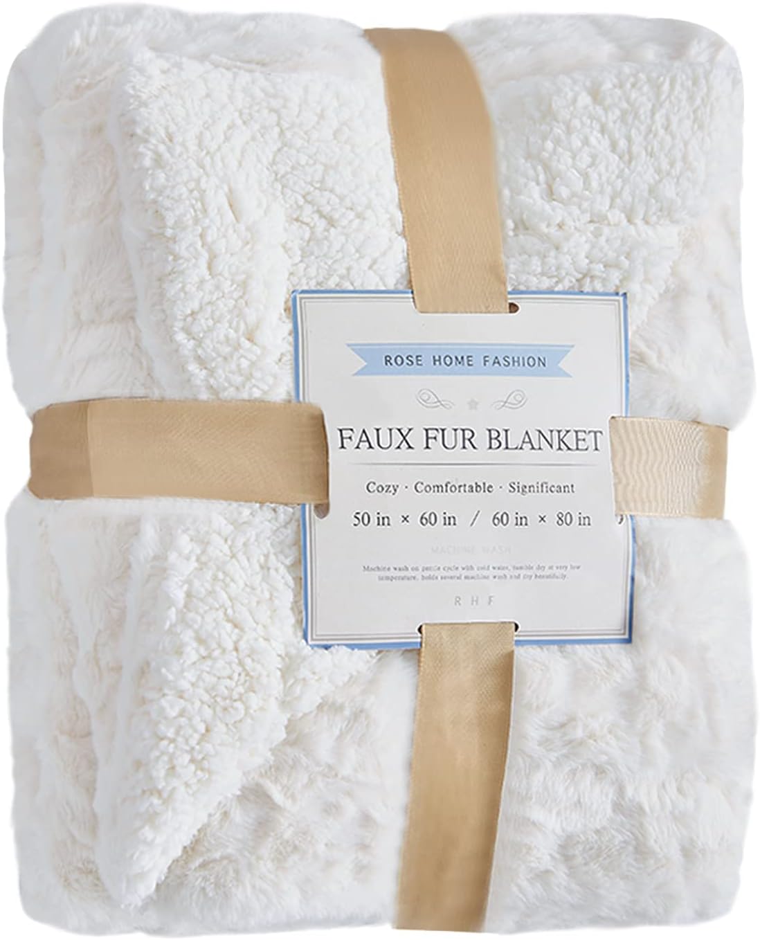 Rose Home Fashion Birthday Gifts for Women Faux Fur Throw Blankets Get Well Soon Gifts for Women Gifts Gothic Decor Soft Blanket Throw Blanket for Couch (White, Throw 50” x 60”)