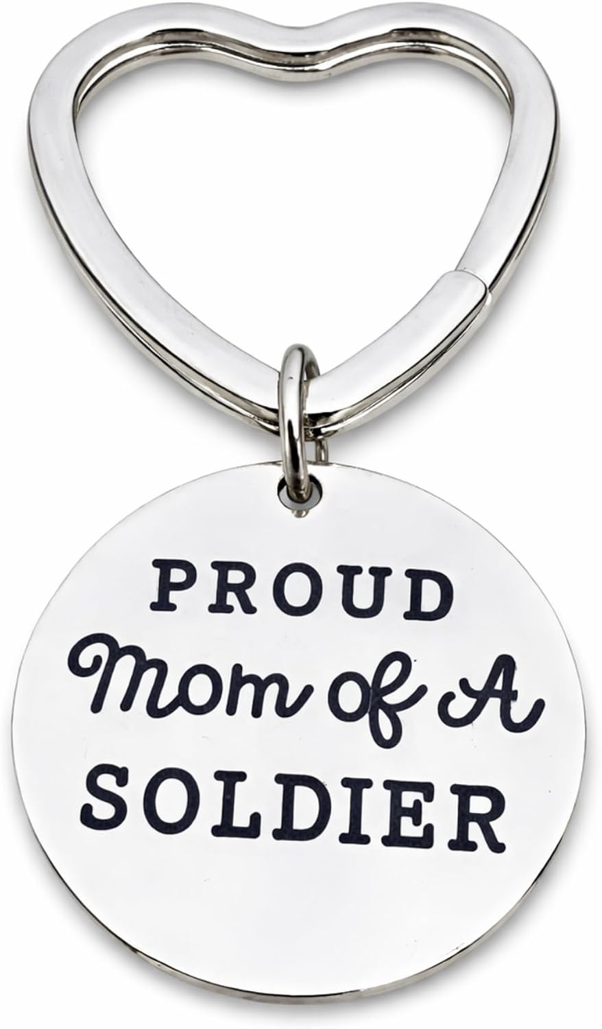 Infinity Collection Proud Soldier Mom Keychain, Love My Soldier Jewelry, Gift for Mom, Military Mom Heart Key Ring