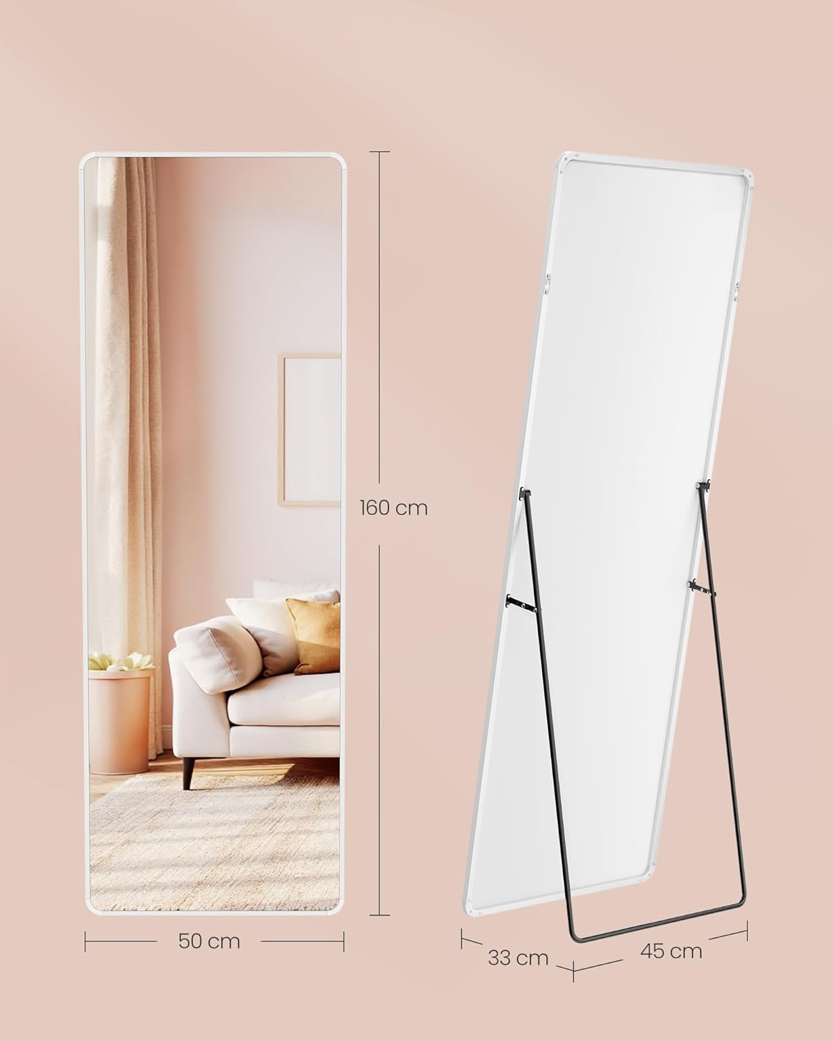 Image displaying the dimensions of the SONGMICS full-length mirror.