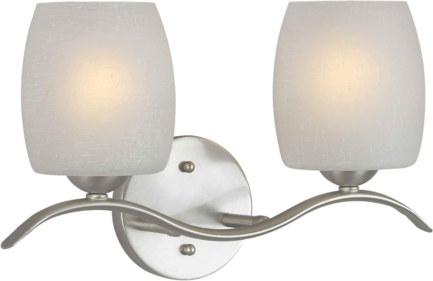 Forte Lighting 5251-02-55 Transitional 2-Light Vanity Fixture with White Linen Glass, Brushed Nickel Finish