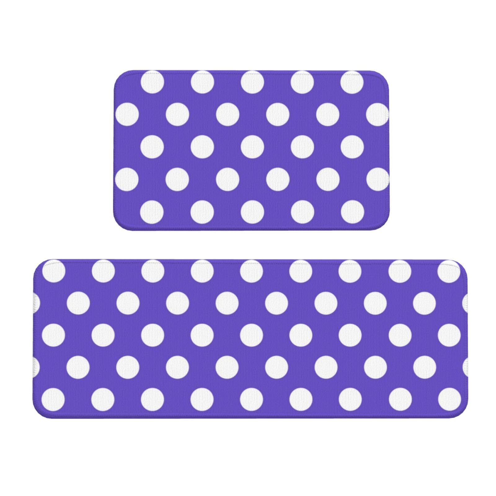 GVYGVY Antifatigue Kitchen Mats for Floor 2 Piece - Dark Purple Polka Dot Print (a) Kitchen Rugs Washable, Non Slip Runner Rug Standing Mat for Office/Bathroom/Laundry/Home Decor and Accessories