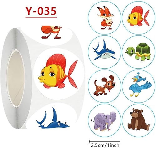 Miniatura 8 de 500 calcomanías en rollo de caricaturas para niños y adolescentes, etiquetas de sello redondo, diferentes calcomanías de serpiente de dibujos