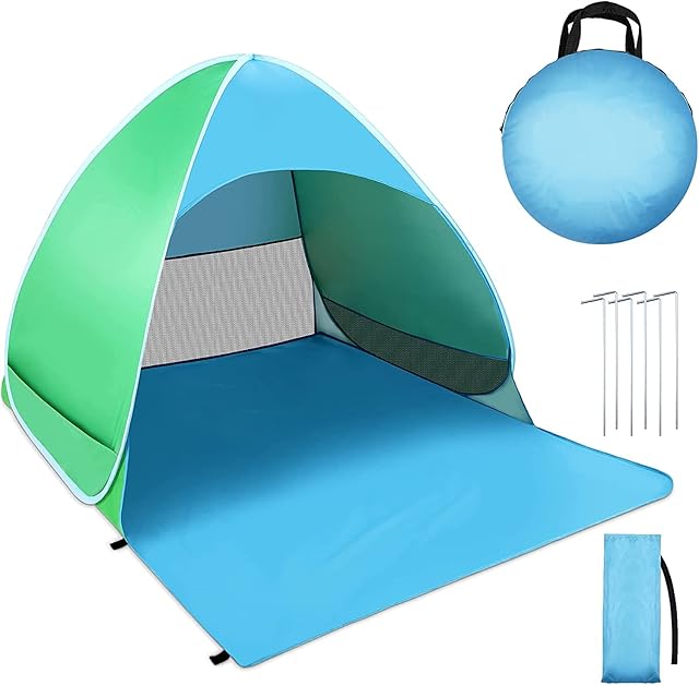 WONSEFOO Portable Instant Automatic Pop Up Beach Tent - Lightweight, Sun Shelter, UV Protection, Waterproof Windproof, Perfect For Children Family Outdoor Picnic Camping Garden Fishing Traveling