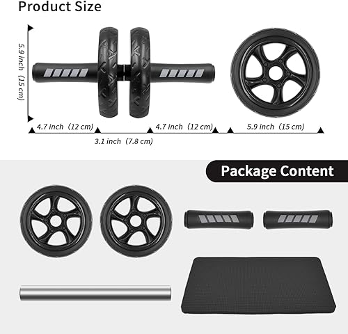 Miniatura 5 de Rueda de rodillo abdominal con rodillera para ejercicio abdominal, entrenamiento central, pérdida de peso, sin ruido, fácil de montar, peso ligero,