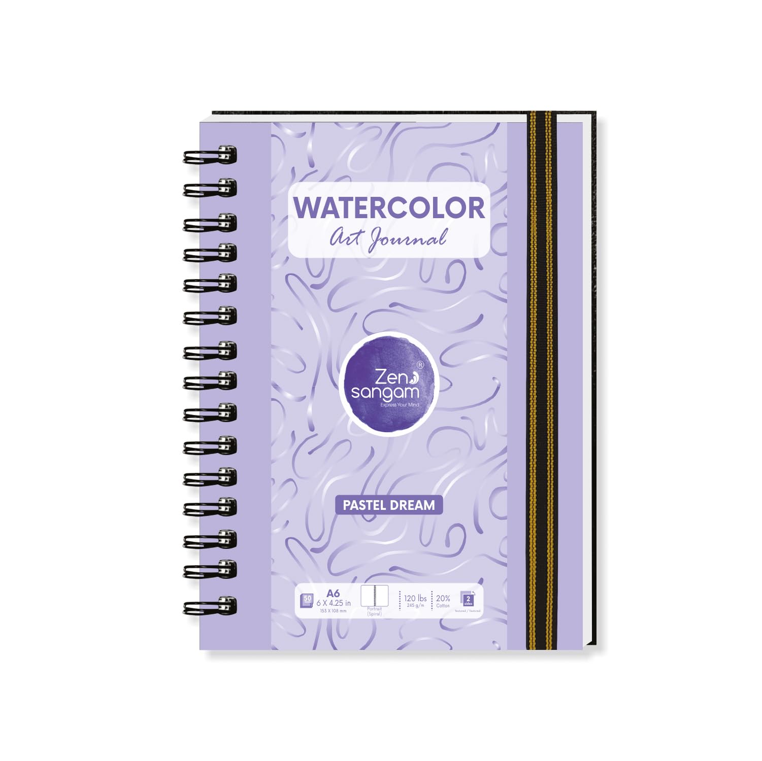 Zen SANGAM - Diario ad acquerello a spirale, formato A6, 245 GSM, 20% cotone pressato a freddo, 25 fogli (50 pagine), resistente per artisti e professionisti, senza acidi, 10,5 x 14,8