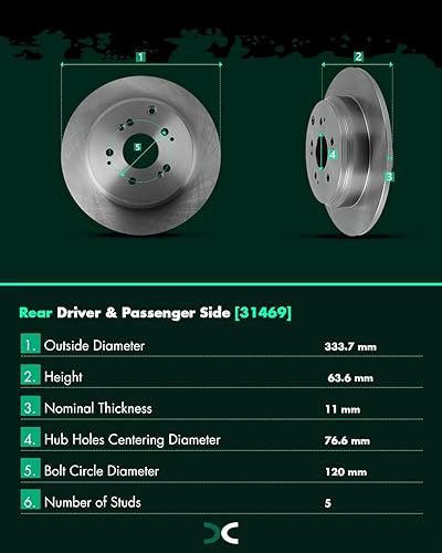 Miniatura 1049 de SCITOO Juego de 2 frenos de freno ranurados traseros para Chrysler Town & Country, 08-16 para Dodge Grand Caravan, 09-13 para Dodge Journey, 12-15