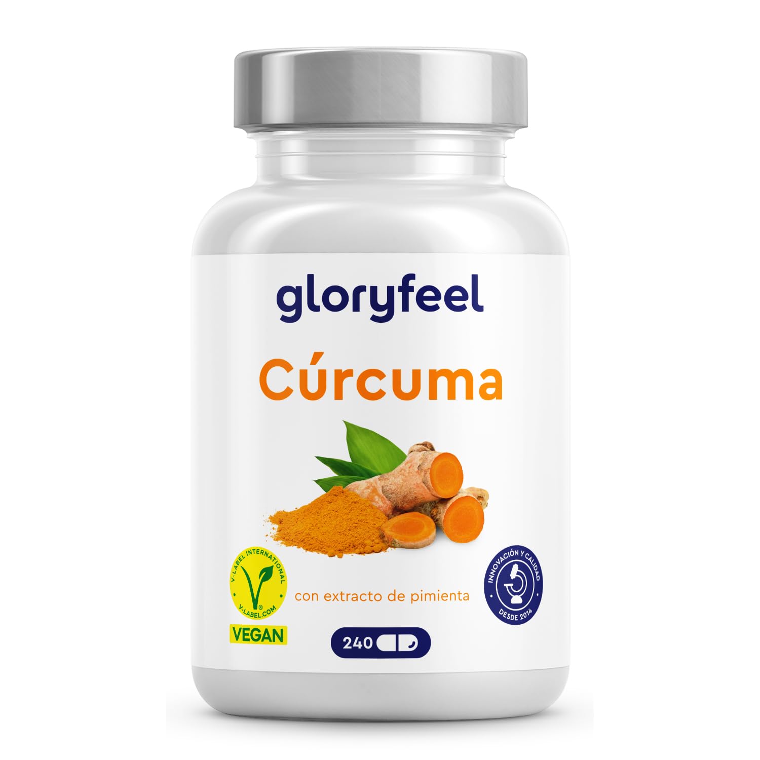 Cúrcuma Curcumina con Pimienta Negra (Piperina) - 240 Cápsulas - Máxima Potencia 700mg por Cápsula - Polvo de Turmeric - Probado en laboratorio y sin aditivos