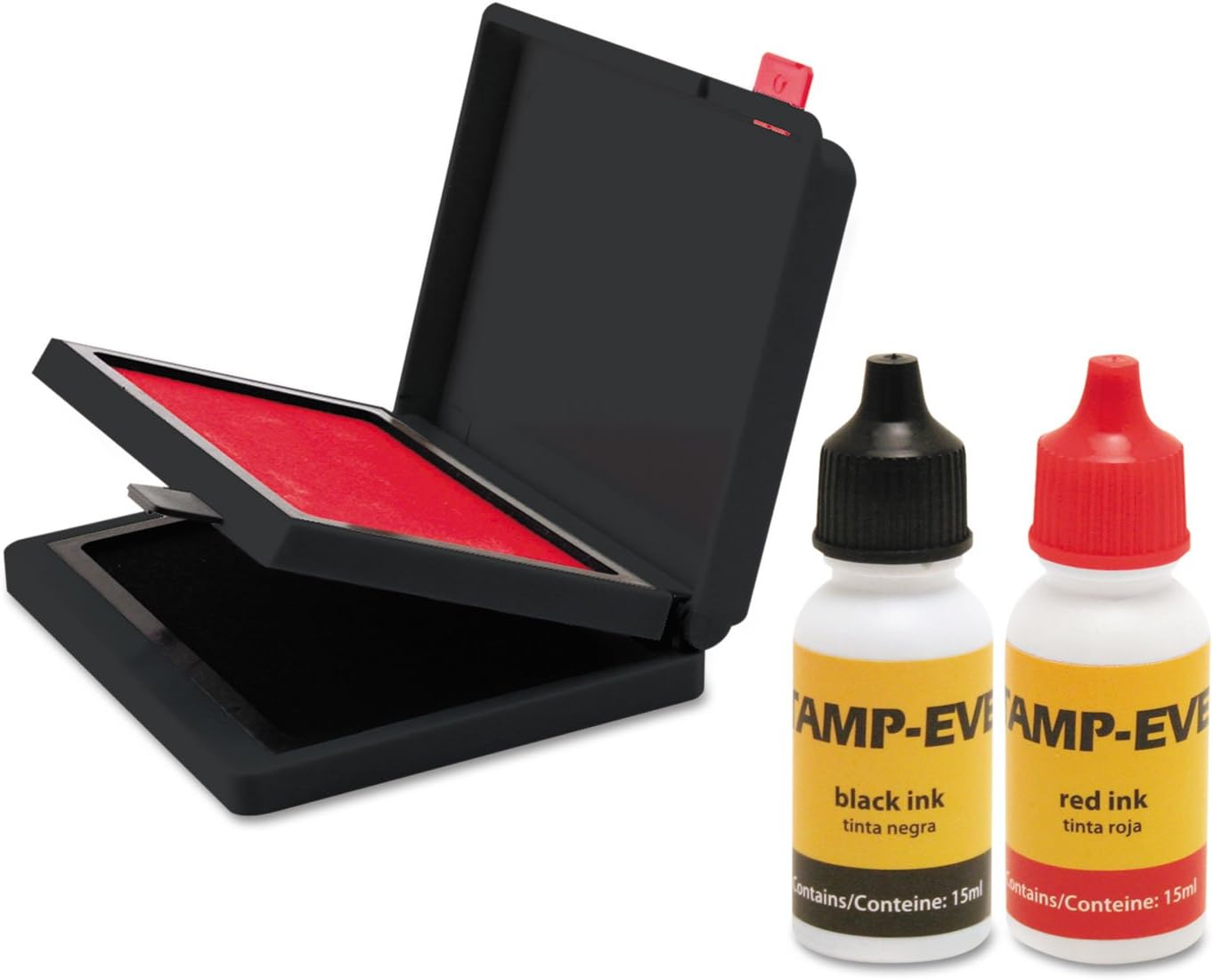 Two-Color Stamp Pad with Ink Refill, 4" x 2.38", Red/Black