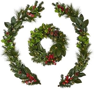 Member's Mark Pre-Lit Battery Operated 26" Holiday Wreath and Garland Set