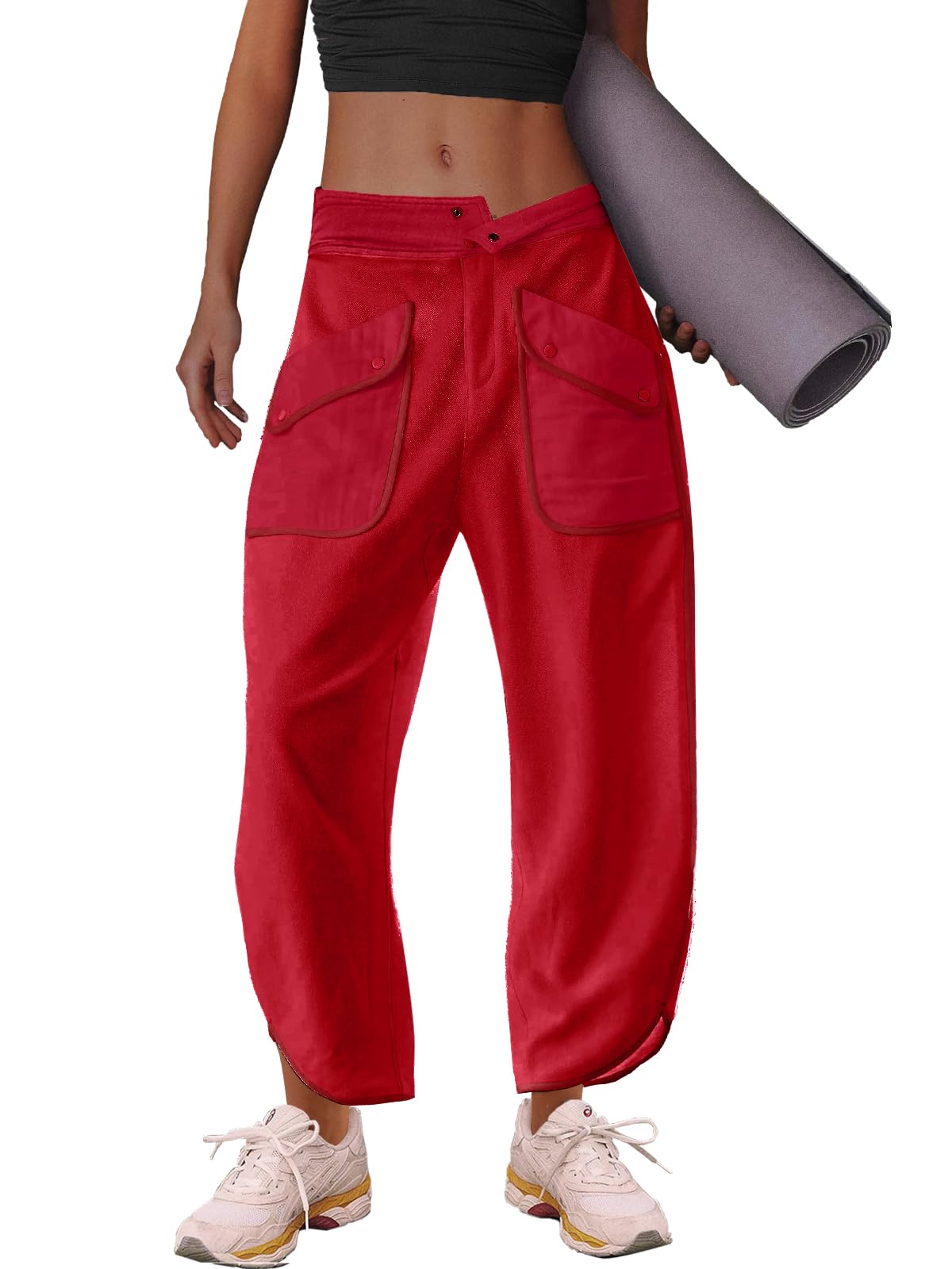 LAMISSCHE Oversized Barrel Lounge Pants Women Wide Leg Sweatpants with Pockets Baggy Cropped Pants