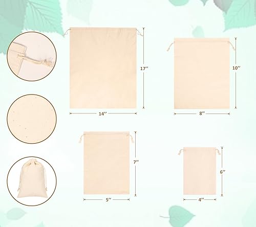 Miniatura 2 de Hopttreely 20 bolsas de algodón reutilizables, bolsas de muselina de 4 x 6 pulgadas con cordones para compras y almacenamiento, bolsas de algodón