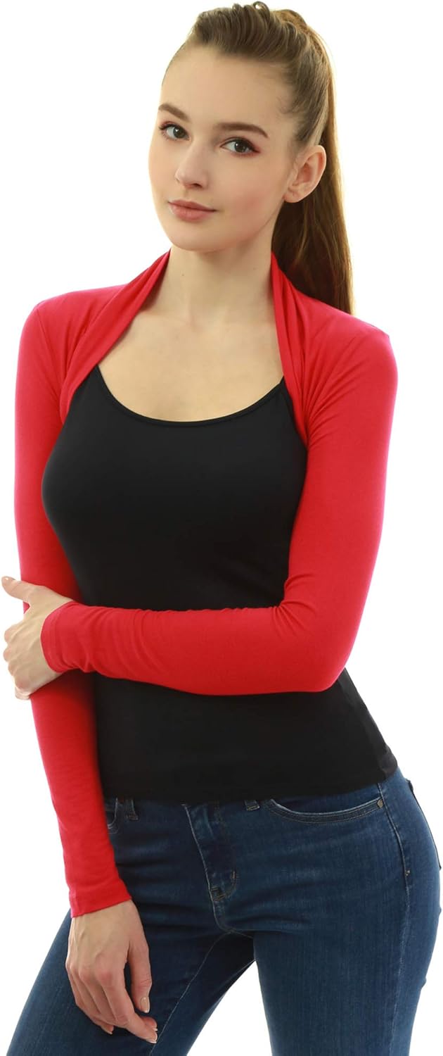 AmélieBoutik Women Long Sleeve Bolero Shrug Cropped Open Front Cardigan Jacket - Image 3