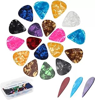 21 Packs Guitar Picks With Organizer Box Bass Picks Thin, Medium & Heavy 3 Different Thickness For Electric Acoustic Guitars Ukulele Bass, Guitar Gifts For Men Women Players