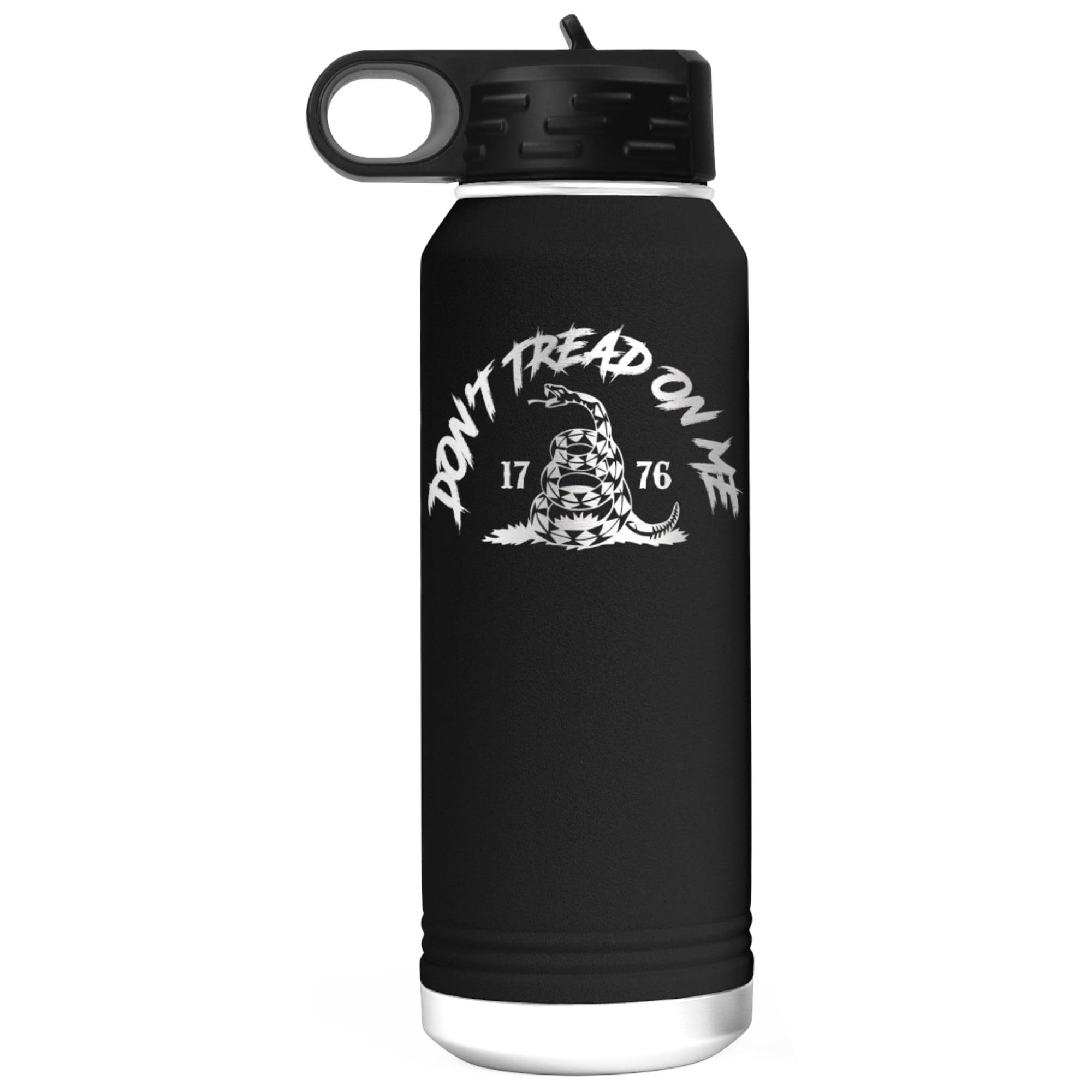 Gadsden Wasserflasche mit amerikanischer Flagge, doppelwandig, Edelstahl, isoliert, 900 ml, zweiseitige Gravur, graviert in den USA, Gadsden Don't Tread On Me