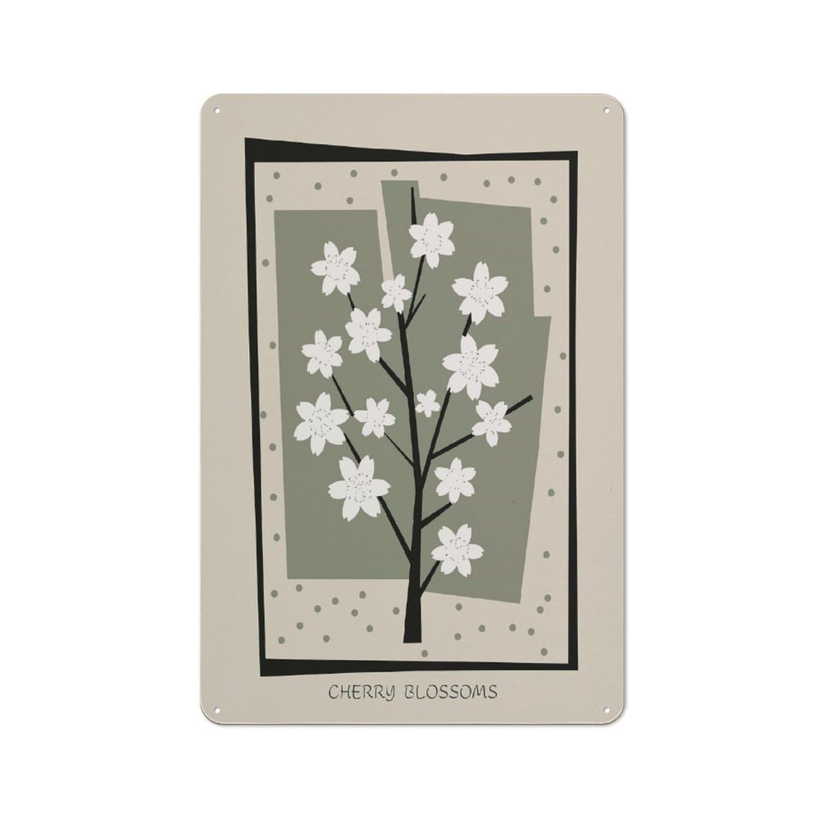Junmoney Style-21 Retro Cherry Blossom Mid Century Vintage Tin Sign 30X20cm, Retro Room Decor For Lounge, Study, Pub Or Wall Gallery