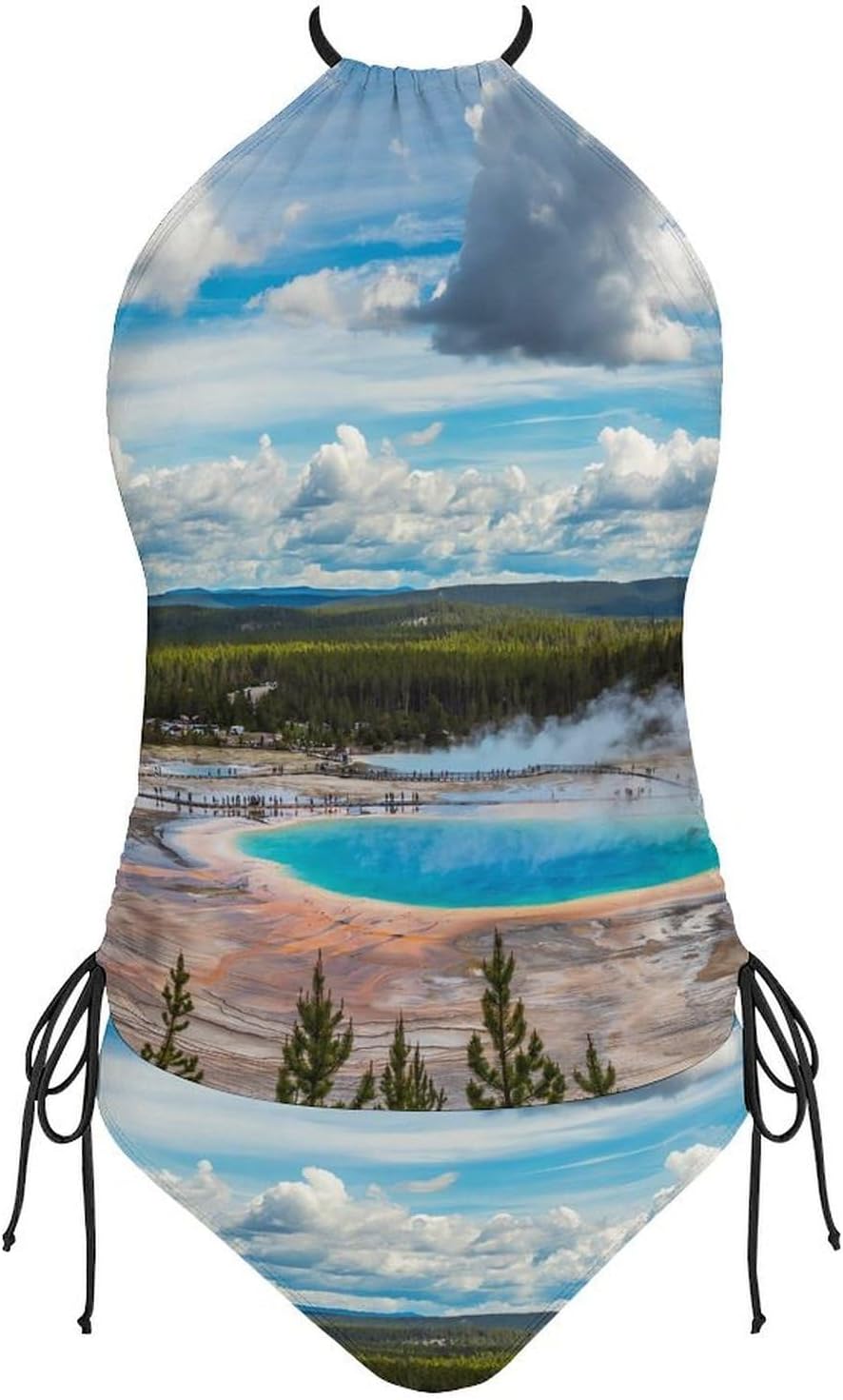 Volcano Wyoming Yellowstone1 Park Women Tankini 2 Piece Swim Bathing Suits | tummy control,high neck top with bottom,swimwear,swimsuits