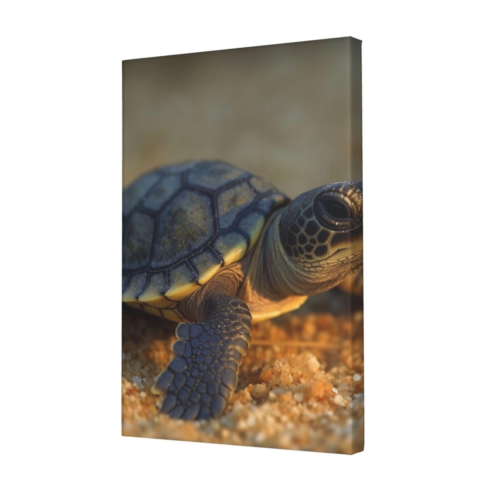 FodPand Baby turtle Canvas Wall Art for Living Room Wall Decor 12"x18" Modern Artwork Painting Pictures Hanging Canvas Prints Aesthetic Wall Art for Bedroom Bathroom Office Wallart Decor