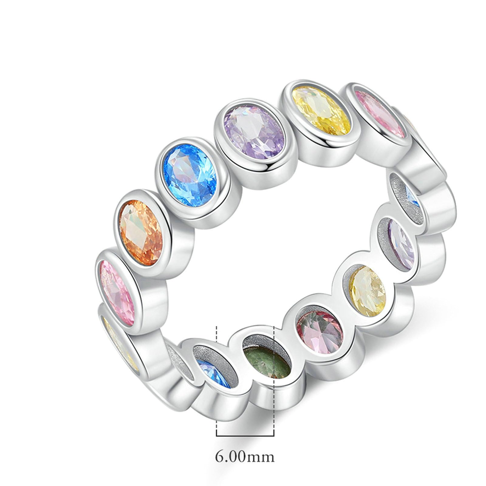 Pierścionki damskie z białego złota 750 18 K, kolorowe owalne, ametyst, topaz, cytryn 0,5 ct, obrączka ślubna, pierścionek ślubny, białe złoto