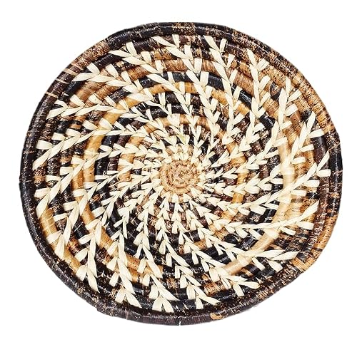 Small Hand Woven African Basket - 8 Inches Sisal & Banana Fiber Basket - Handmade in Uganda - Light Tan, Different Shades of Brown - Natural Colors, SRB50