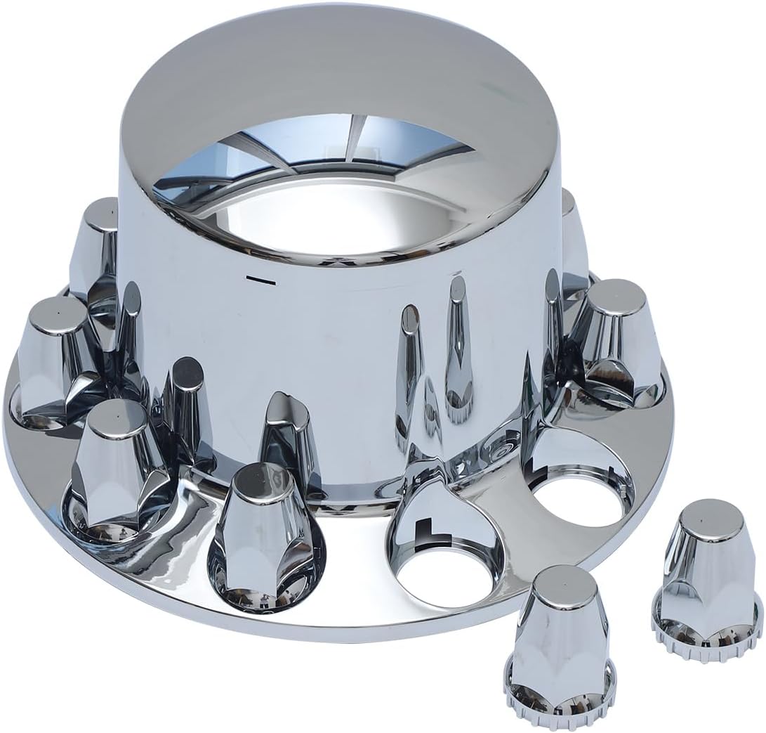 JESONN 4 PCS of Chrome Plated ABS Plastic Rear Axle Wheel Cover with 33mm Screw-on Lug Nut Covers for Semi Trucks (Standard)